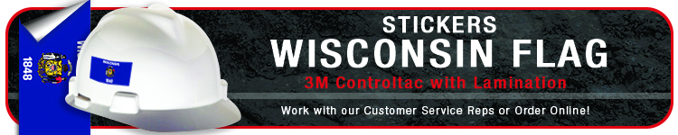 Wisconsin State Flag Sticker | CustomHardHats.com